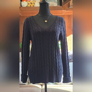 St Johns Bay Black Cable Knit Sweater Women